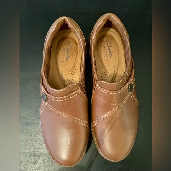 Clarks Collection Caroline Pearl Women's Brown Leather Slip-On Loafer Size 7.5 - Picture 4 of 7